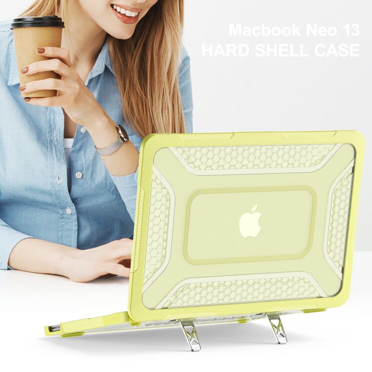 Защитная накладка Deexe Honeycomb Kickstand Design для Apple MacBook Neo (2026) - Navy Blue: фото 16 из 16