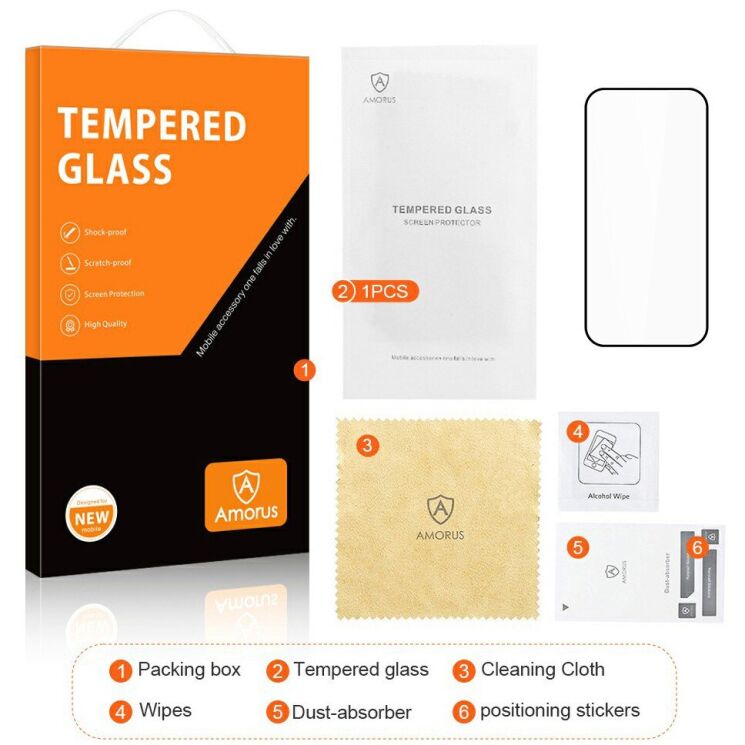 Захисне скло AMORUS Full Glue Tempered Glass для Xiaomi Poco F8 Pro - Black: фото 8 з 9