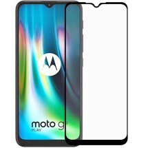 Защитное стекло Deexe Full Glue Coverage для Motorola Moto G9 Play / Moto E7 Plus - Black: фото 1 из 7