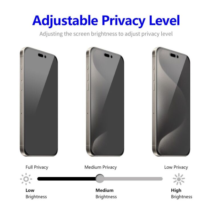 Защитное стекло ENKAY Privacy для Apple iPhone 15 Pro Max - Black: фото 4 из 9
