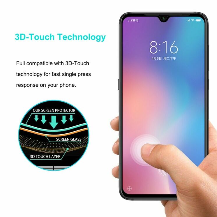 Защитное стекло HAT PRINCE Full Covered для Xiaomi Mi 9 - Black: фото 6 из 9