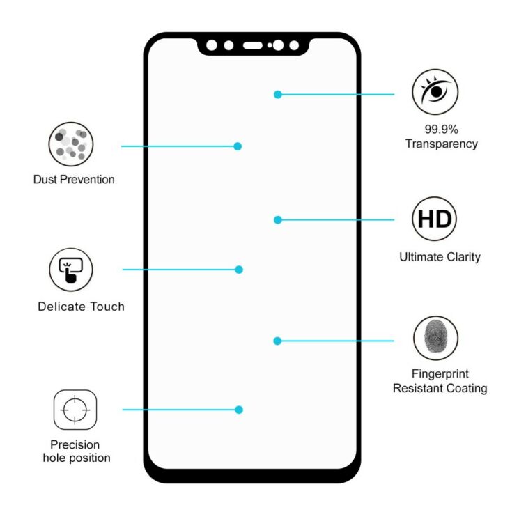 Захисне скло HAT PRINCE Full Glue 9H 2.5D для Xiaomi Mi 8 - Black: фото 7 з 9
