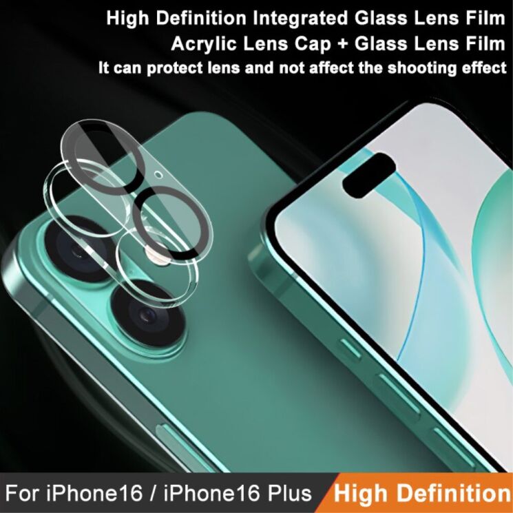 Защитное стекло на камеру IMAK Integrated Lens Protector для Apple iPhone 16 / 16 Plus - Black: фото 6 из 12
