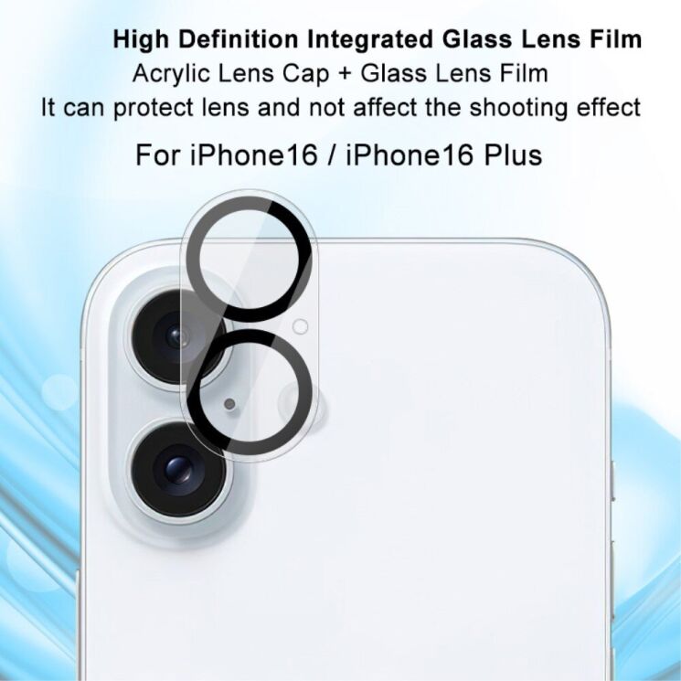 Защитное стекло на камеру IMAK Integrated Lens Protector для Apple iPhone 16 / 16 Plus - Black: фото 5 из 12