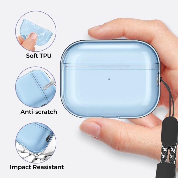 Защитный чехол AHASTYLE Crystal Case для Apple AirPods Pro 2 - Transparent Grey: фото 5 из 7