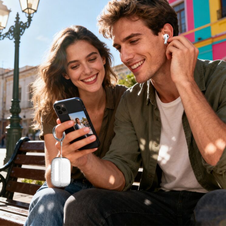 Защитный чехол AHASTYLE Split Design для AirPods Pro 3 - Transparent Glitter: фото 7 из 7