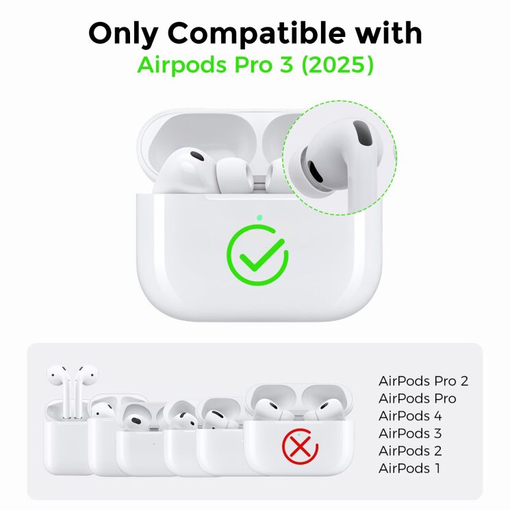 Защитный чехол AHASTYLE Split Design для AirPods Pro 3 - Transparent Glitter: фото 2 из 7