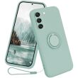 Силіконовий (TPU) чохол з кільцем Deexe Color Shell для Samsung Galaxy S23 Plus (S916) - Cyan (321114C)