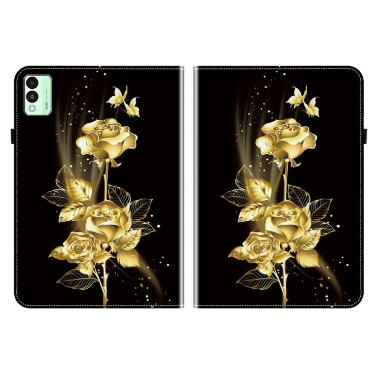 Защитный чехол Deexe Flower для TECNO Megapad 11 - Gold Butterfly Rose: фото 7 из 7