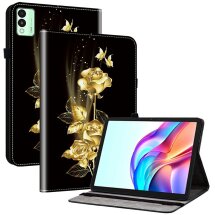 Защитный чехол Deexe Flower для TECNO Megapad 11 - Gold Butterfly Rose: фото 1 из 7