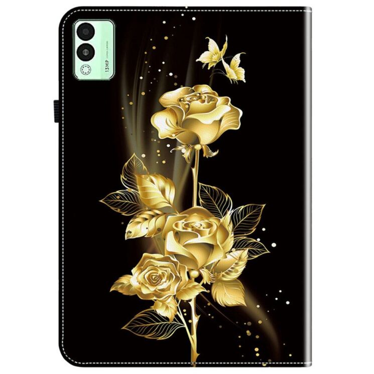 Защитный чехол Deexe Flower для TECNO Megapad 11 - Gold Butterfly Rose: фото 6 из 7