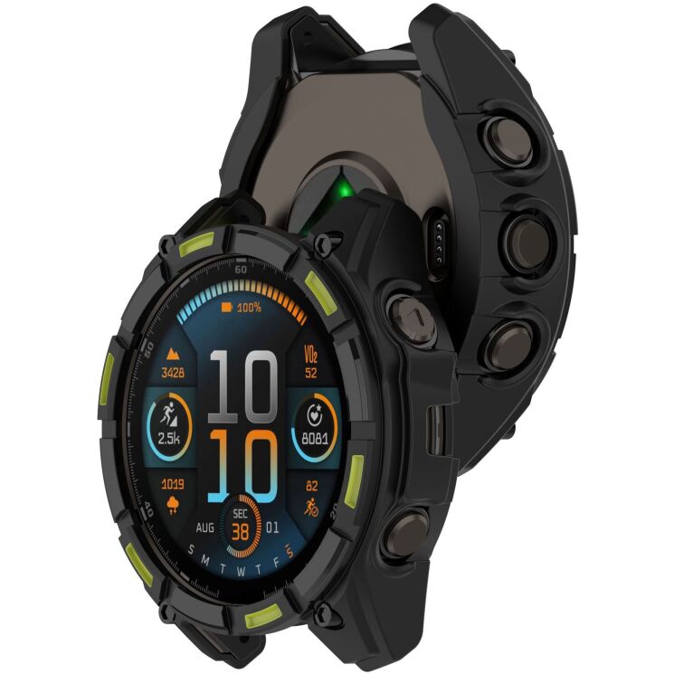 Защитный чехол Deexe Hollow Cover для Garmin Tactix 8 (47mm) - Black / Green: фото 6 из 7