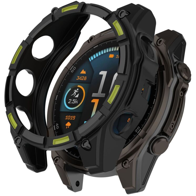 Защитный чехол Deexe Hollow Cover для Garmin Tactix 8 (47mm) - Black / Green: фото 1 из 7