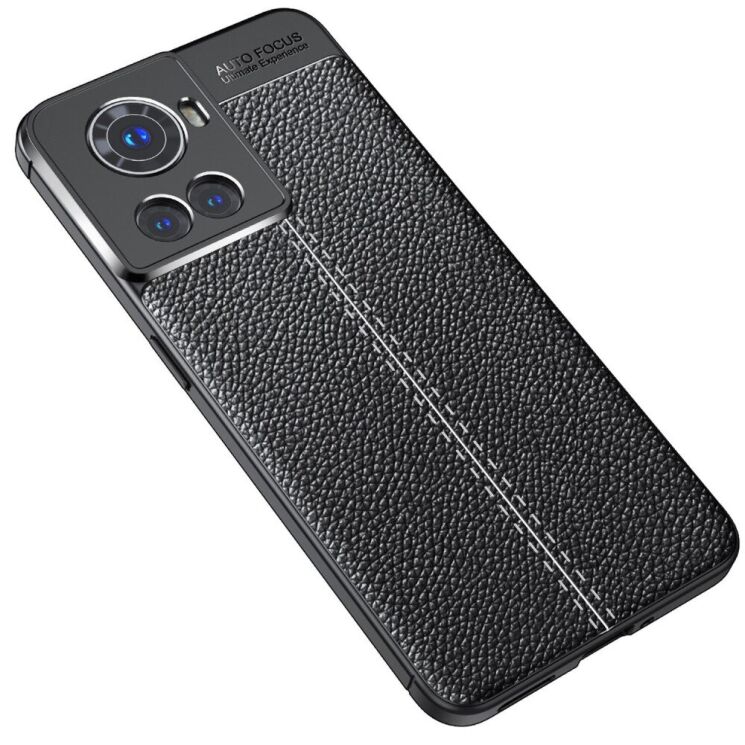 Защитный чехол Deexe Leather Cover для OnePlus Ace / 10R - Black: фото 2 из 11