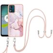 Захисний чохол Deexe Marble Case with Strap для Motorola Moto E13 - Rose Gold (320151RG)