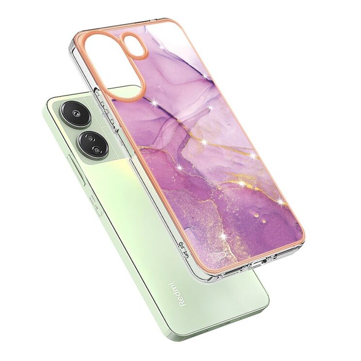 Защитный чехол Deexe Marble Style для Xiaomi Redmi 13C / Poco C65 - Light Purple: фото 2 из 6