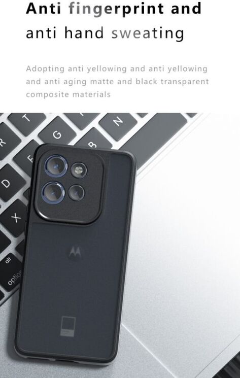 Защитный чехол Deexe Matte Skin для Motorola Edge 50 Neo - Transparent / Black: фото 12 из 13
