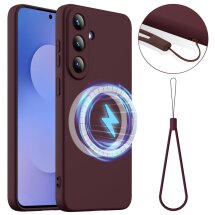 Защитный чехол Deexe Silicone Case with MagSafe для Samsung Galaxy S26 FE - Wine Red: фото 1 из 9