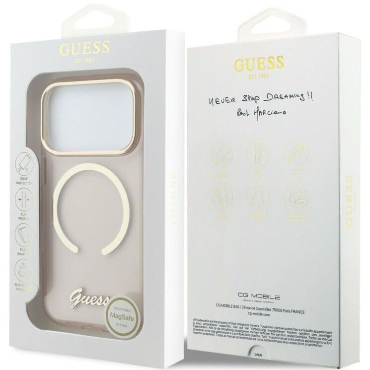 Защитный чехол Guess IML Script Metal MagSafe для iPhone 17 Pro (GUHMP17L5HTCSMSP) - Pink: фото 8 из 9