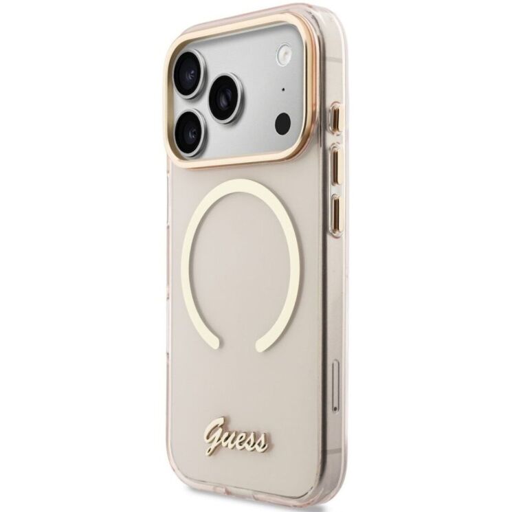 Защитный чехол Guess IML Script Metal MagSafe для iPhone 17 Pro (GUHMP17L5HTCSMSP) - Pink: фото 3 из 9