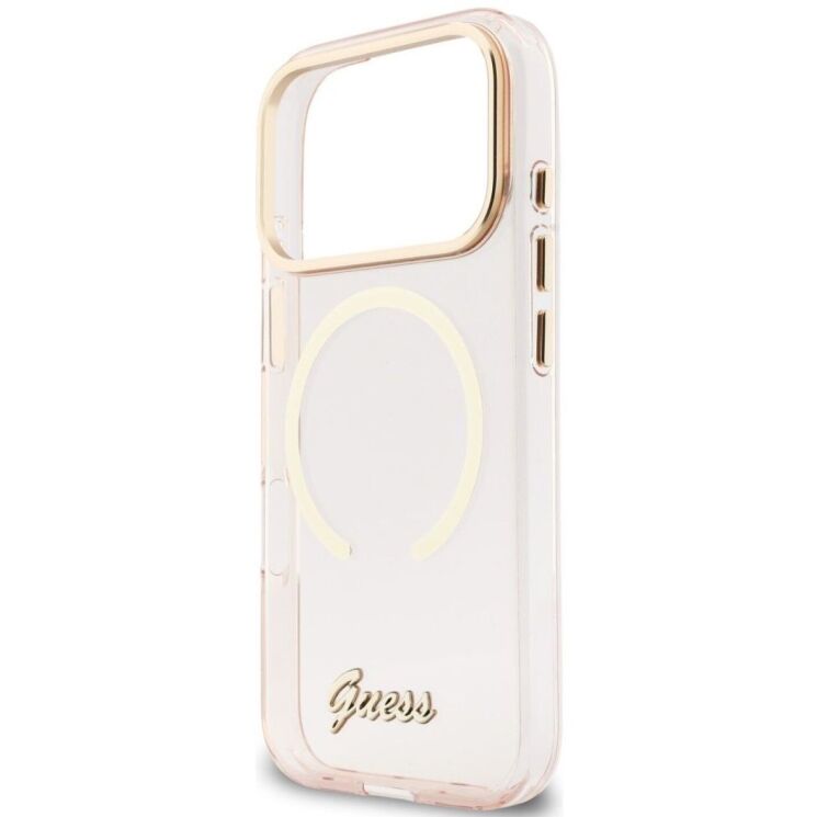 Защитный чехол Guess IML Script Metal MagSafe для iPhone 17 Pro (GUHMP17L5HTCSMSP) - Pink: фото 6 из 9