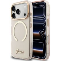 Защитный чехол Guess IML Script Metal MagSafe для iPhone 17 Pro (GUHMP17L5HTCSMSP) - Pink: фото 1 из 9