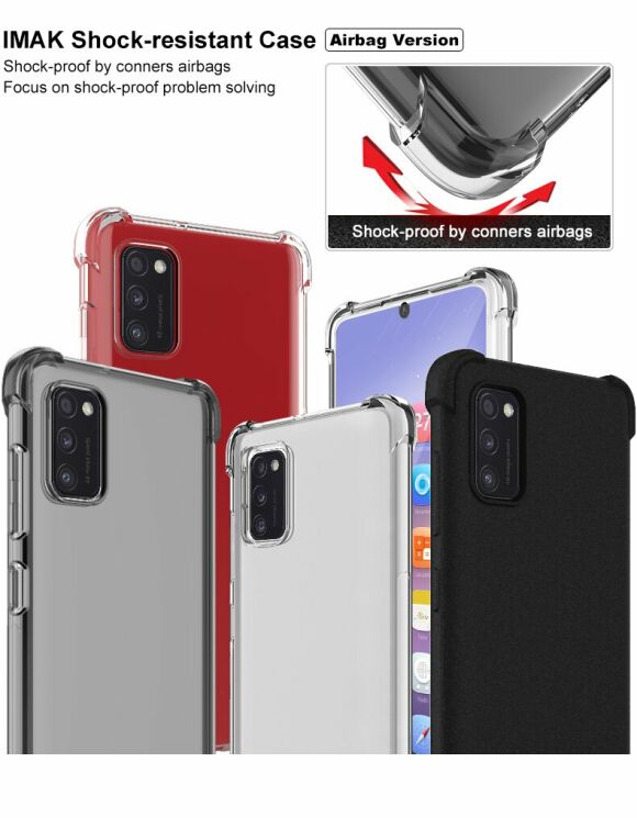 Чехол с усиленными углами IMAK Airbag MAX Case для Samsung Galaxy A41 (A415) - Transparent Black: фото 5 из 11