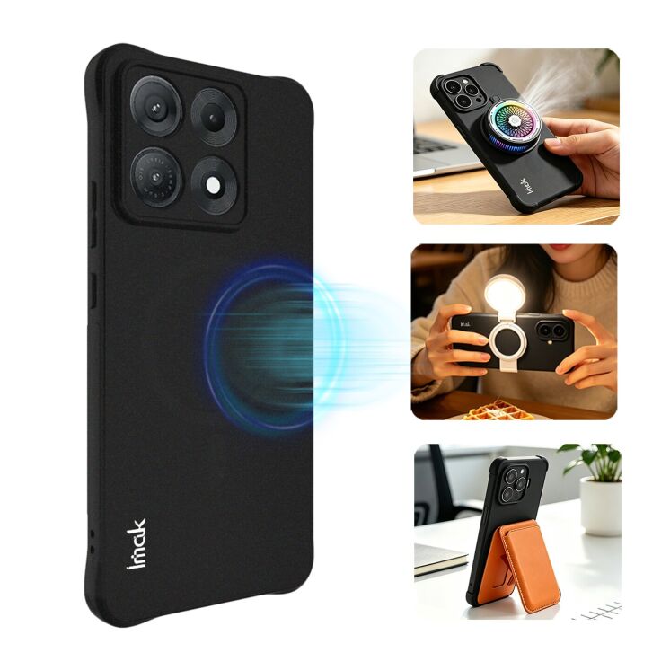 Захисний чохол IMAK Airbag Sand Case with MagSafe для Motorola Edge 70 Max - Matte Black: фото 3 з 11