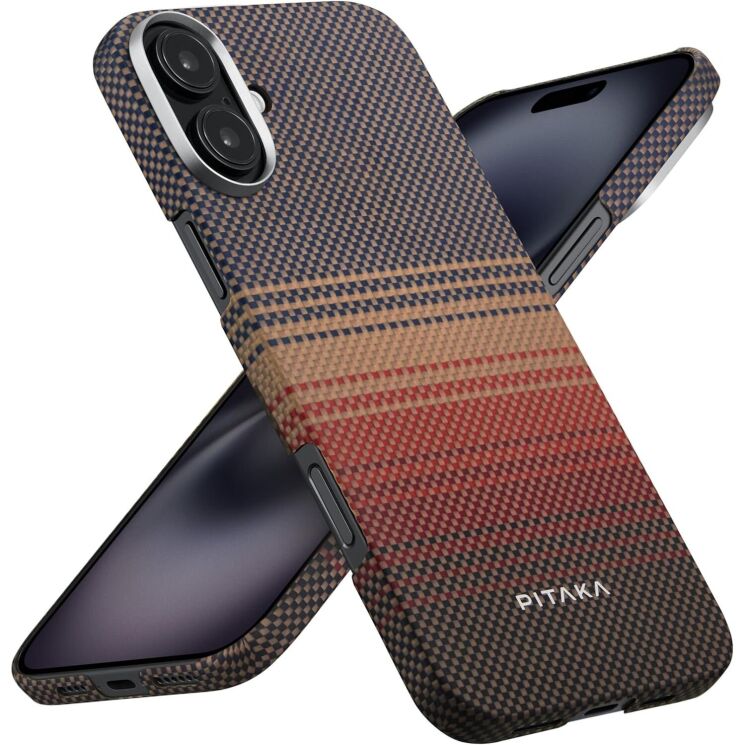 Защитный чехол Pitaka Tactile Woven Case для Apple iPhone 16 (KI1601U) - Sunset: фото 1 из 11