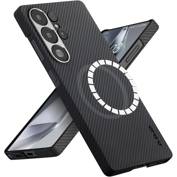 Защитный чехол Pitaka Ultra-Slim Case для Samsung Galaxy S25 Ultra (S938) KS2501U - 600D Black / Grey (Twill): фото 1 из 11