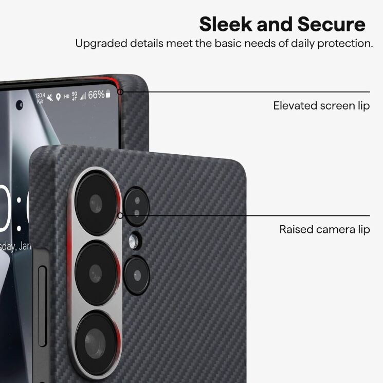 Защитный чехол Pitaka Ultra-Slim Case для Samsung Galaxy S25 Ultra (S938) KS2501U - 600D Black / Grey (Twill): фото 7 из 11