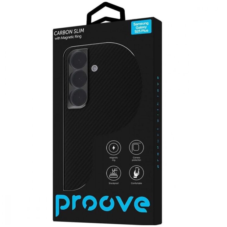 Защитный чехол Proove Carbon Slim with Magnetic Ring для Samsung Galaxy S25 Plus (S936) - Black: фото 3 из 3