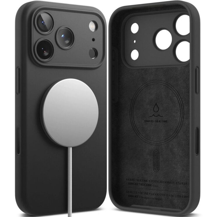 Защитный чехол Ringke Silicone Magnetic для iPhone 18 Pro (8800380463059) - Black: фото 2 из 20