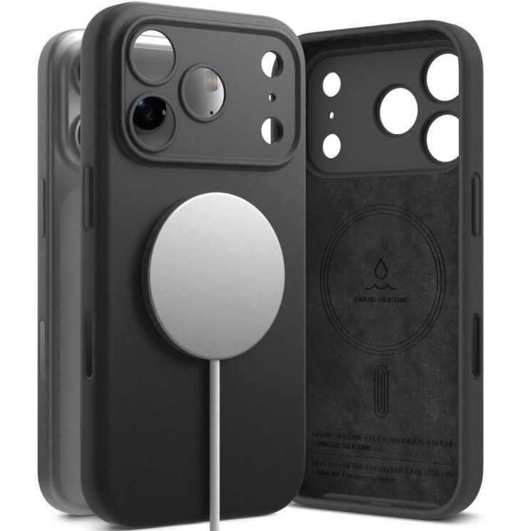 Защитный чехол Ringke Silicone Magnetic для iPhone 18 Pro (8800380463059) - Black: фото 1 из 20