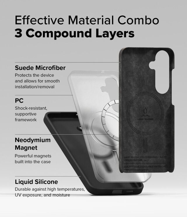 Захисний чохол Ringke Silicone Magnetic для Samsung Galaxy S25 Plus (S936) 8800274968783 - Black: фото 8 з 14
