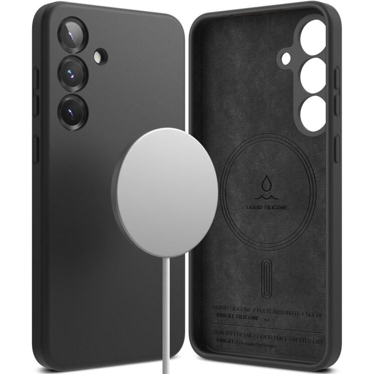 Захисний чохол Ringke Silicone Magnetic для Samsung Galaxy S25 Plus (S936) 8800274968783 - Black: фото 1 з 14
