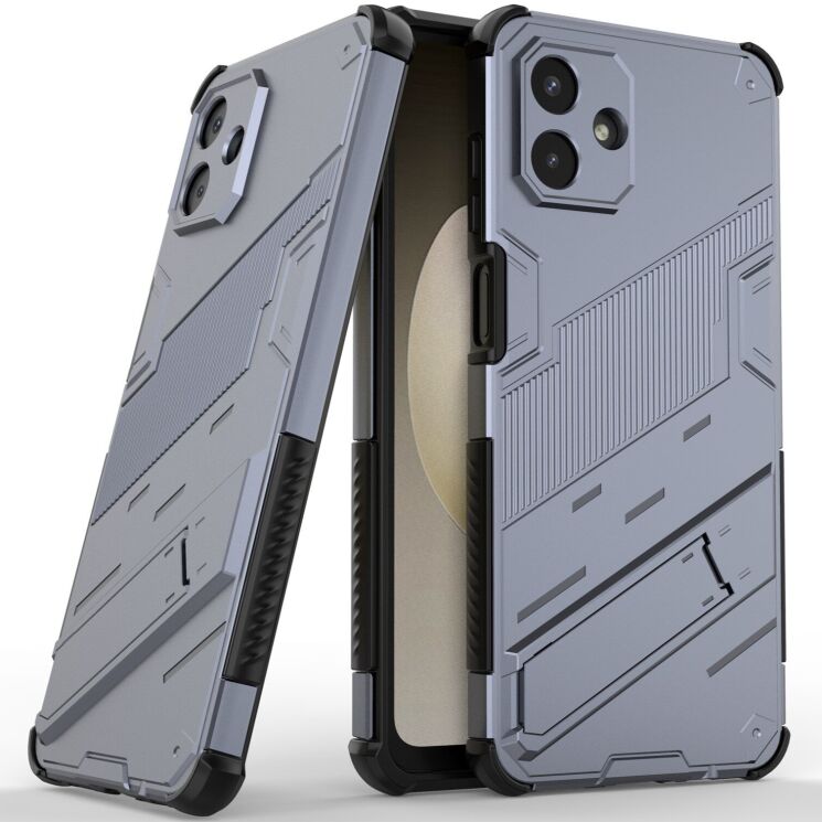 Захисний чохол з підставкою Deexe Bibercas для Samsung Galaxy A07 (A075) - Grey: фото 2 з 7