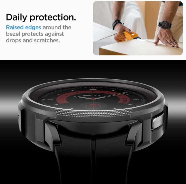 Защитный чехол Spigen (SGP) Liquid Air Case для Samsung Galaxy Watch 5 Pro (45mm) - Matte Black: фото 11 из 16