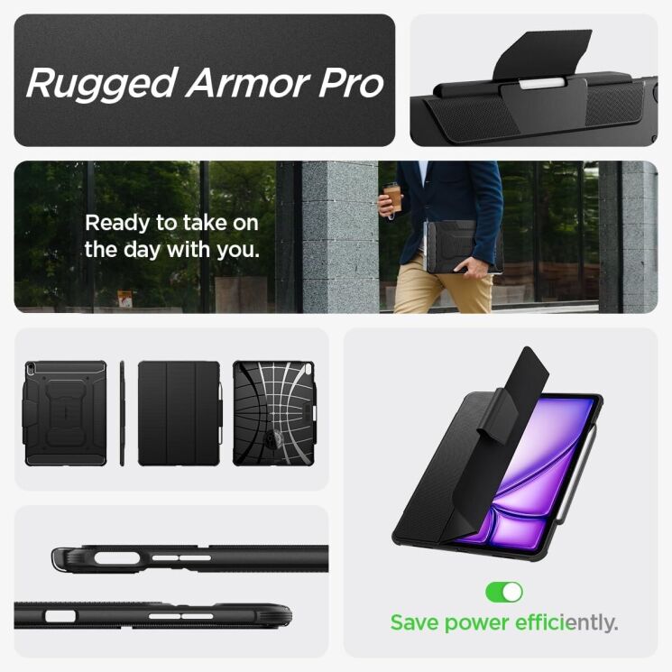 Захисний чохол Spigen (SGP) Rugged Armor Pro для Apple iPad Air 13 M3/M2 (2025/2024) - Black: фото 17 з 17