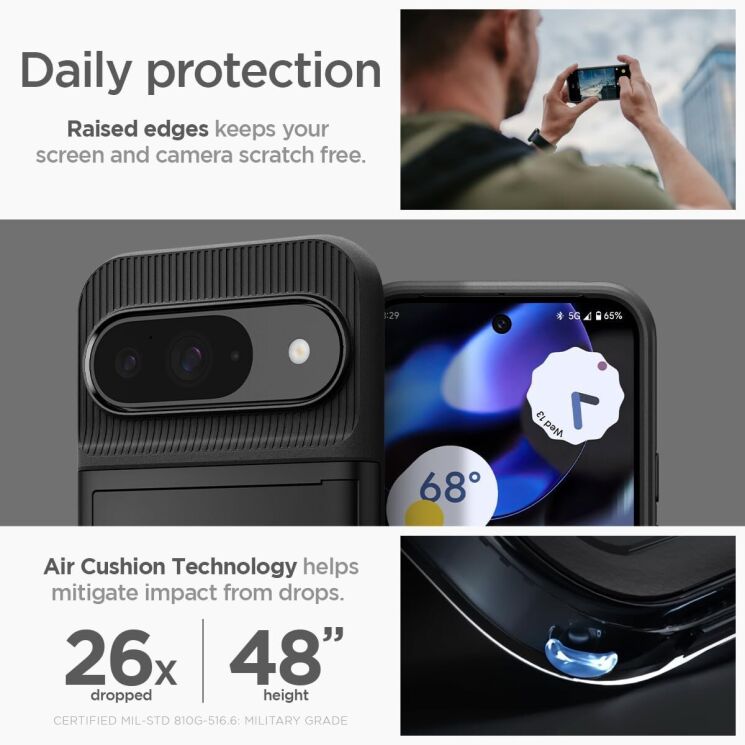 Защитный чехол Spigen (SGP) Slim Armor CS для Google Pixel 9 / 9 Pro - Black: фото 16 из 18