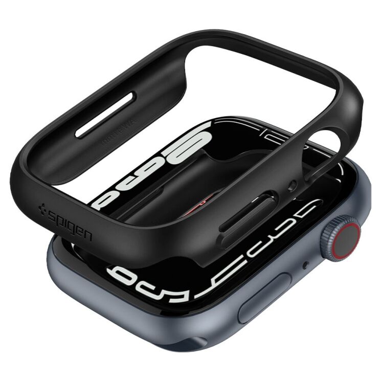 Защитный чехол Spigen (SGP) Thin Fit (FW) для Apple Watch 45 mm (7 / 8 / 9 Series) - Black: фото 1 из 17