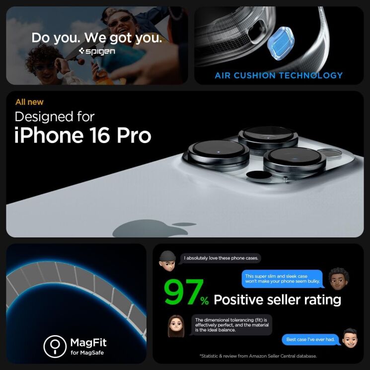 Защитный чехол Spigen (SGP) Ultra Hybrid (MagFit) для Apple iPhone 16 Pro - Frost Black: фото 8 из 13