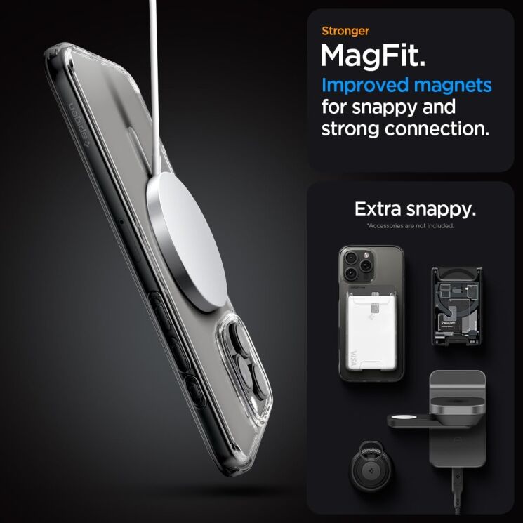 Защитный чехол Spigen (SGP) Ultra Hybrid (MagFit) для Apple iPhone 16 Pro - Frost Black: фото 11 из 13