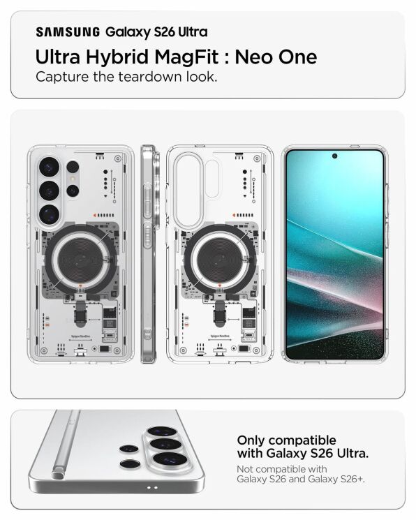 Защитный чехол Spigen Ultra Hybrid Neo One (MagFit) для Samsung Galaxy S26 Ultra (S948) ACS11206 - Clear (408558C) Защитный чехол Spigen Ultra Hybrid Neo One (MagFit) для Samsung Galaxy S26 Ultra (S948) ACS11206 - Clear: фото 9 из 15