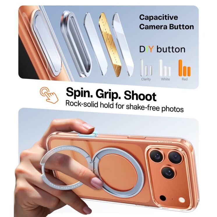 Захисний чохол TORRAS Ostand Pro MagSafe для Apple iPhone 17 Pro - Orange: фото 5 з 8