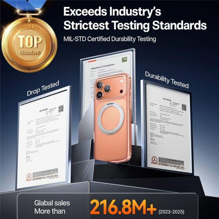 Захисний чохол TORRAS Ostand Pro MagSafe для Apple iPhone 17 Pro - Orange: фото 3 з 8