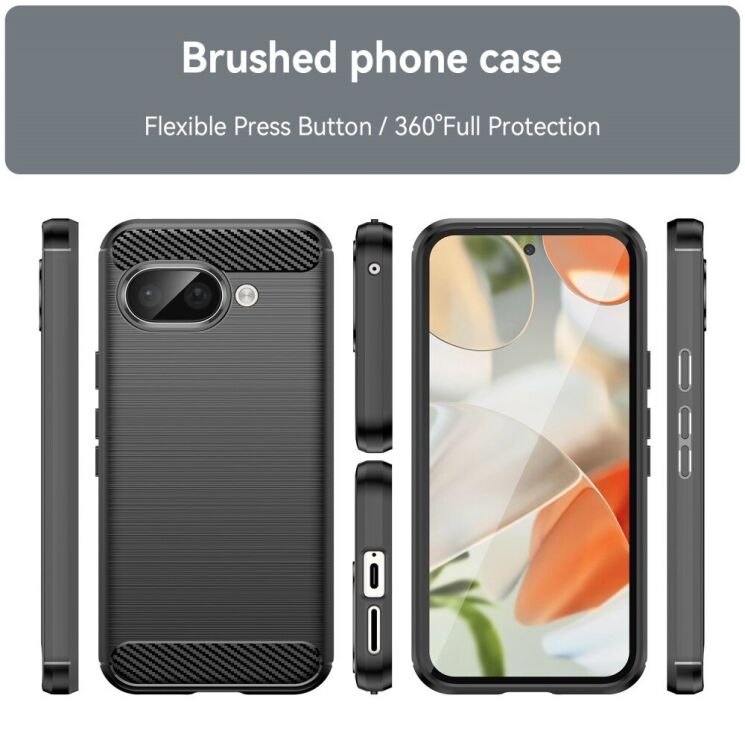 Защитный чехол UniCase Carbon для Google Pixel 9a - Black: фото 3 из 8