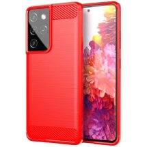 Защитный чехол UniCase Carbon для Samsung Galaxy S21 Ultra (G998) - Red: фото 1 из 8