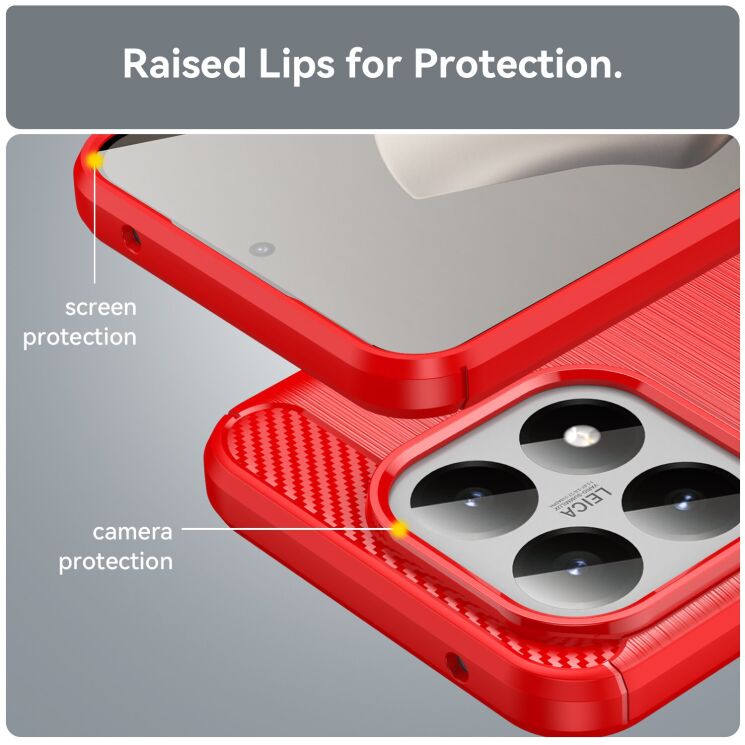 Защитный чехол UniCase Carbon для Xiaomi 15T - Red: фото 6 из 8