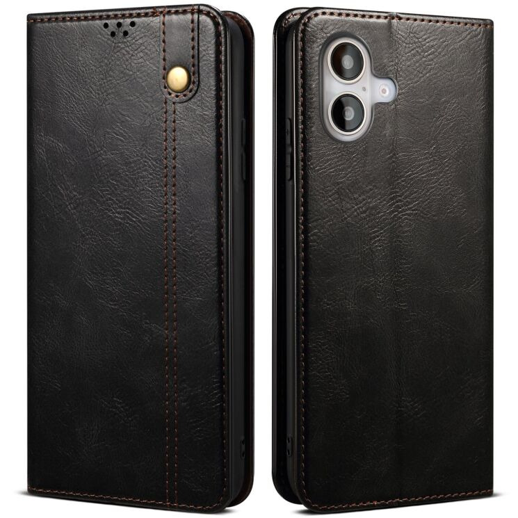 Защитный чехол UniCase Leather Wallet для Apple iPhone 17 - Black: фото 1 из 10